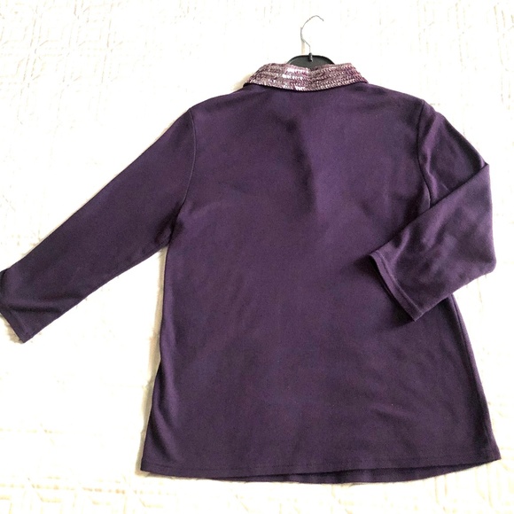 3/4 -Sleeve Sequin Collared Polo - Picture 8 of 8